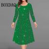 Winter Christmas Party Dress Autumn Women Long Sleeve A-Line Dresses Women Christmas Snowflakes Casual Plus Size Dress