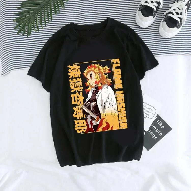 Women T-shirt Kaus Grafis Anime Demon Slayer Uniseks Tanjirou Kamado Kaus Wanita Kimetsu No Yaiba Nezuko Kaus Wanita