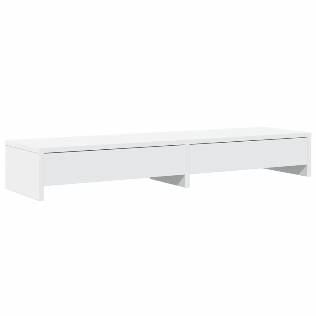 Vidaxl Podstawka Pod Monitor, Z Szufladami, Biała, 100X27X15 Cm