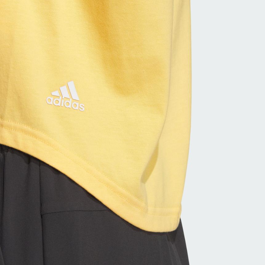 Adidas Small Logo Print Spliced Sports Casual Short Sleeve Tee Women Tops Apricot-Yellow JI6879