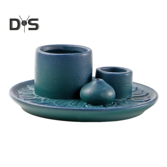 Palo Santo Halter 4-in-1 Keramik Räucherstäbchenhalter Kerzenhalter mit Aschefänger Lotus Schale Räucherbrenner für Stäbchen Salbei Räuchern Meditation Yoga