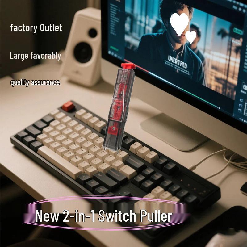 2-in-1 Keycap and Switch Puller for Hot-Swappable Mechanical Keyboards - Key Removal and Cleaning Tool