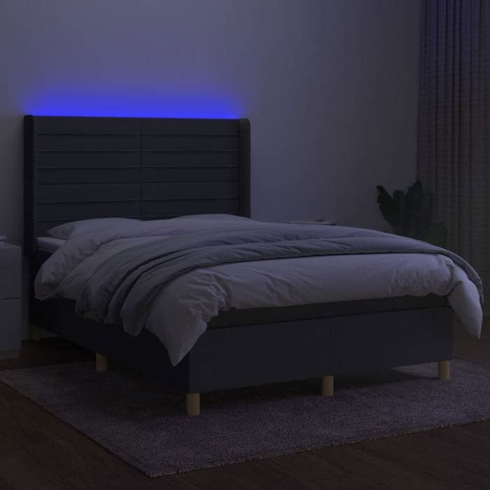 VidaXL Sommier à Lattes de Lit avec Matelas et LED, Lit Rembourré, Lit Double, Lit Adulte de Chambre à Coucher Intérieur, 3138958