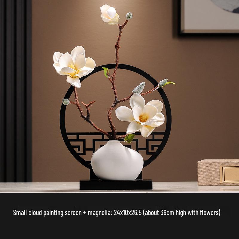 Новая шелковая цветочная композиция с магнолиями в китайском стиле для элегантного декора гостиной