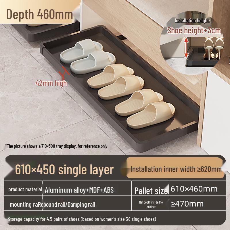 Shoe Cabinet with Kick Drawer and Slide Rail for Hallway