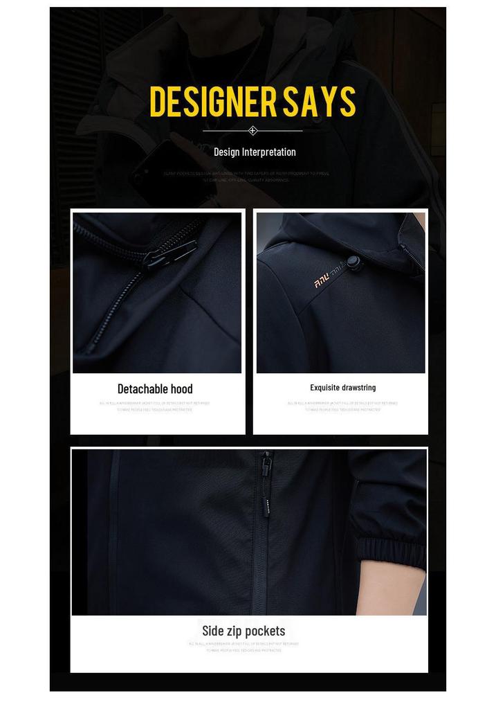 Men's 2026 Spring Workwear Jacket - Korean Style, Thin, Loose, Casual, Versatile, Hooded, Trendy Brand Top