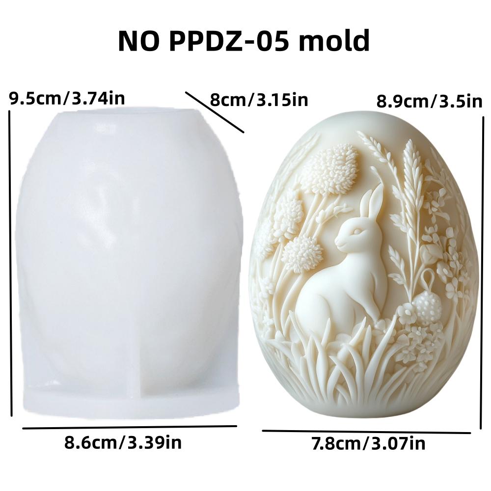 3D Rabbit plant relief egg candle silicone mold Easter rabbit flower plant relief egg resin mould Easter relief egg gypsum molds