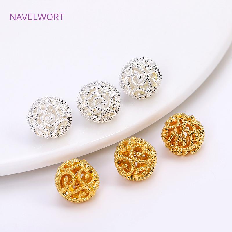 10mm Brass 18K Gold Plated Hollow Spacer Beads For Bracelet Necklace Making,Separators For Beads,Beads For Jewelry Making