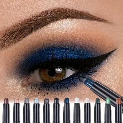 Luxurious Eyeshadow Stick Shimmer & Matte Easy Glide Long-Lasting Waterproof Eye Makeup with Natural Black Blue & Green Tones