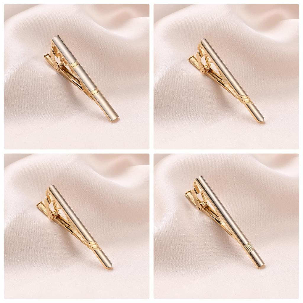 Elegant tie clip set of 8 for simple yet made of for everyday birthday men, stylish, brass, work, gifts, weddings, etc.