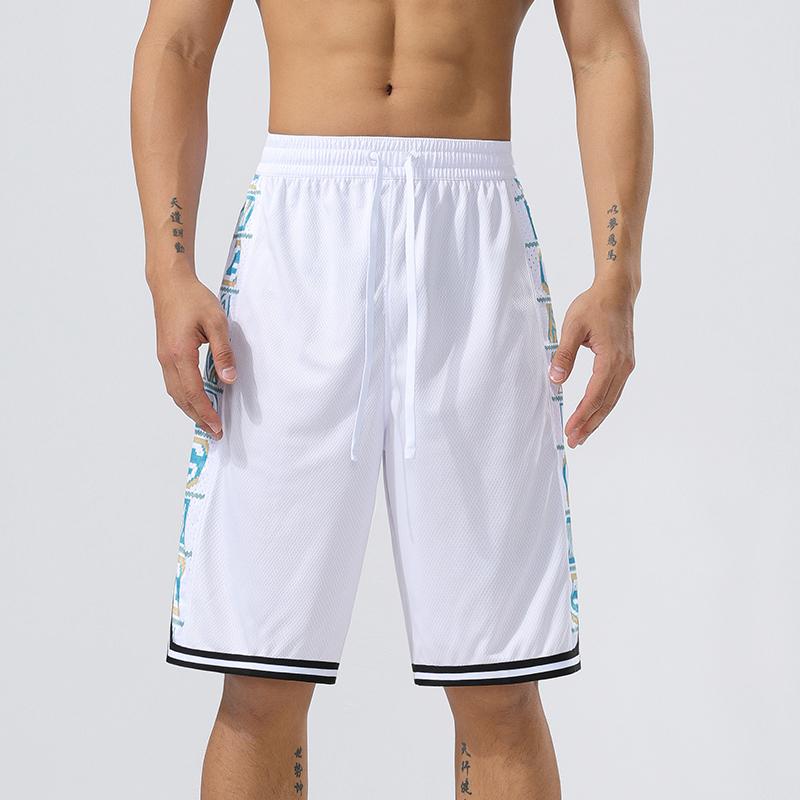 

Мужские спортивные штаны для бега трусцой, бодибилдинга, легкой атлетики, пляжные шорты, дышащие брюки длиной пять четвертей, спортивные штаны XXXL белый