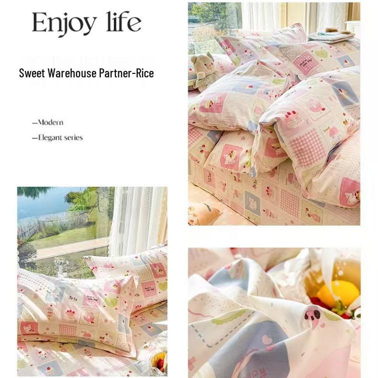 Class A Pure Cotton Bed Sheet, Duvet Cover, and Pillowcase Set – Available in Three-Piece or Four-Piece, All Seasons, Home/Homestay