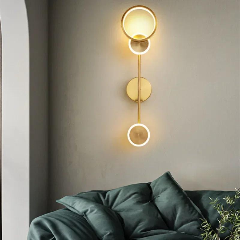 Modern Wall Sconce Light Fixture Indoor Lighting Bedside Lamp Led Home Decor Corridor Bedroom Living Room Acrylic Art Round Gold