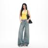 Spring Summer Vintage High Waist Slim Drape Straight Floor Wide Leg Denim Pants For Ladies Casual Pants Oversize Denim Trousers