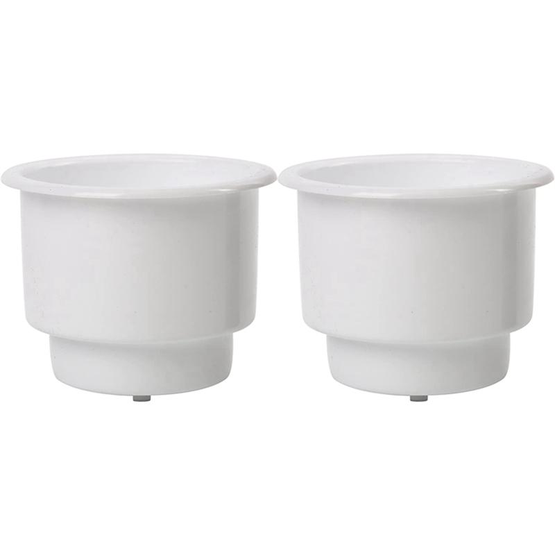 6 Piezas Portavasos Empotrable de Plástico para Bebidas y Latas con Drenaje para Accesorios de Barco, Coche, Marino, RV (Blanco)