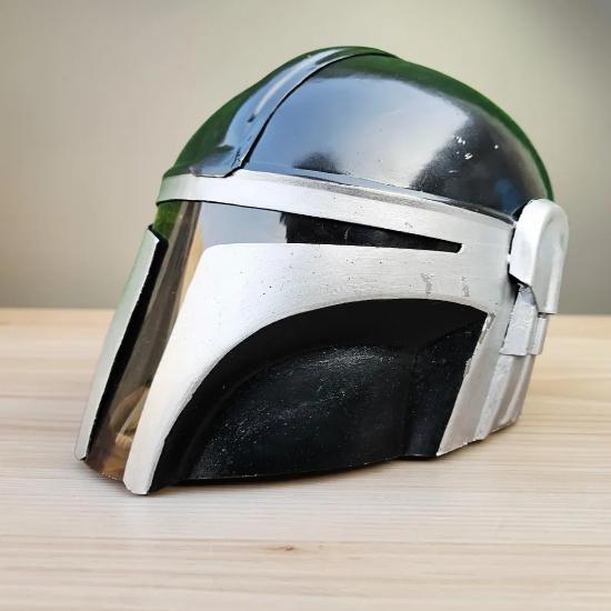 Handmade Steel Mandalorian Style Helmet – Wearable Metal Cosplay Armor, Gothic Black Warrior Helmet, Collector Gift