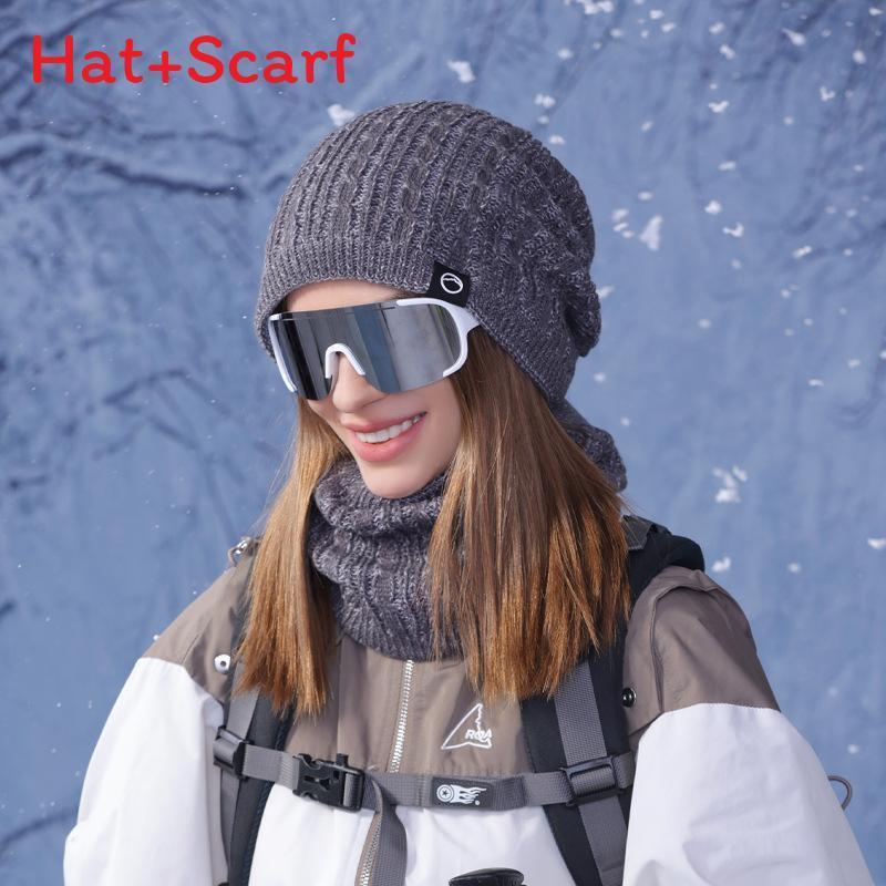 Knit Hat And Scarf Set For Women With Fleece Lining Winter Warmth And Protection