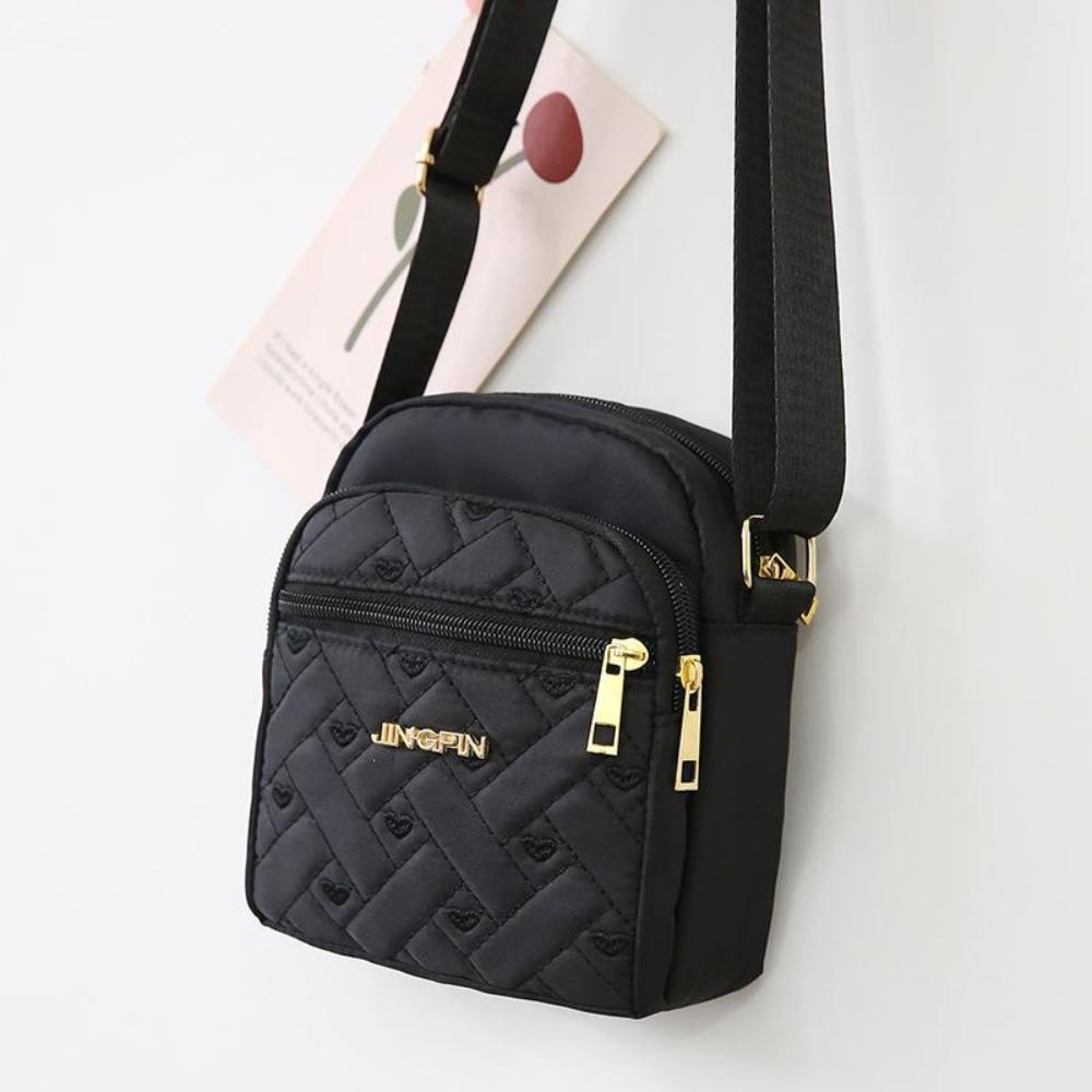 Five-layer Zipper Crossbody Bag Nylon Small Phone Bag Trendy Shoulder Bag  Cosmetic Bag