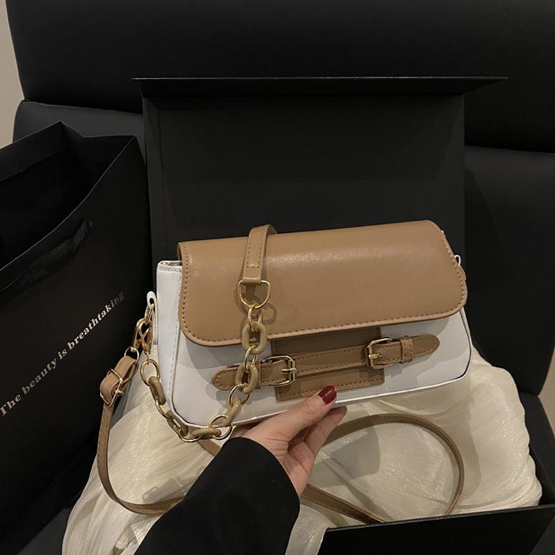 Yogodlns  New Fashion PU Leather Shoulder Bags for Women Simple Chain Handbags Crossbody Messenger Small Square Bags Casual Underarm Bag