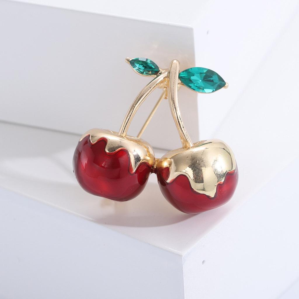 Blucome Broșe email cireșe crem pentru femei unisex fructe petrecere de vară birou broșă ace cadouri