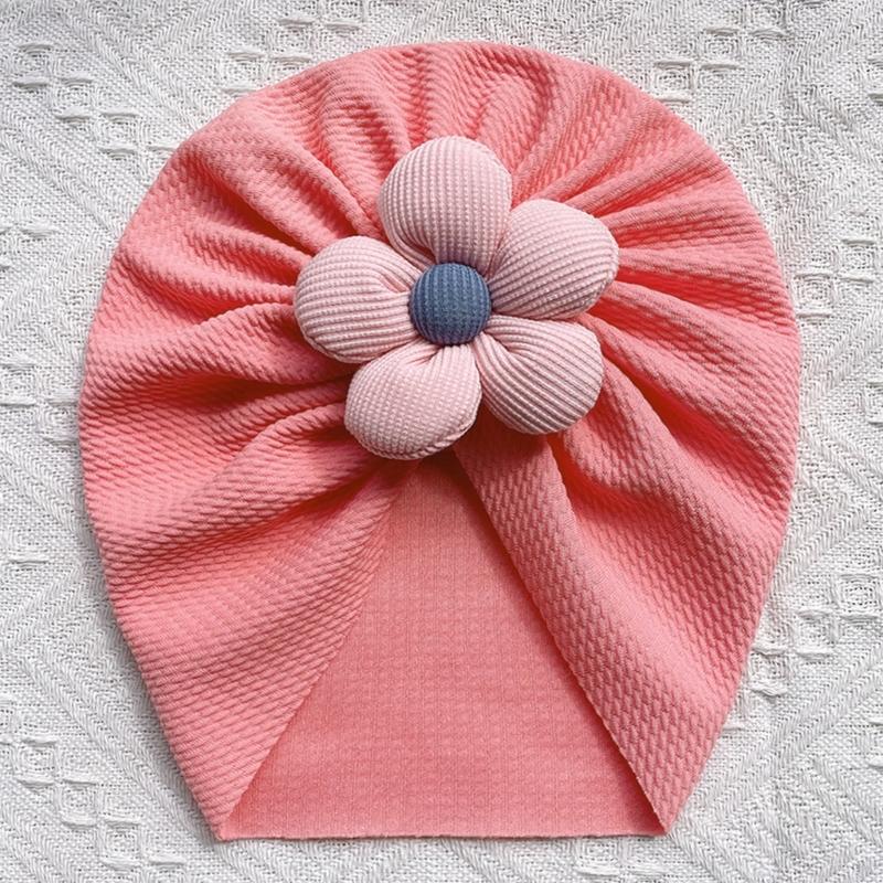 Nursery Hospital Turban Hat for 0-2 Years Baby Girls Infants Baby Beanie Cap Headwrap with Big Flower Soft Bonnet Cap