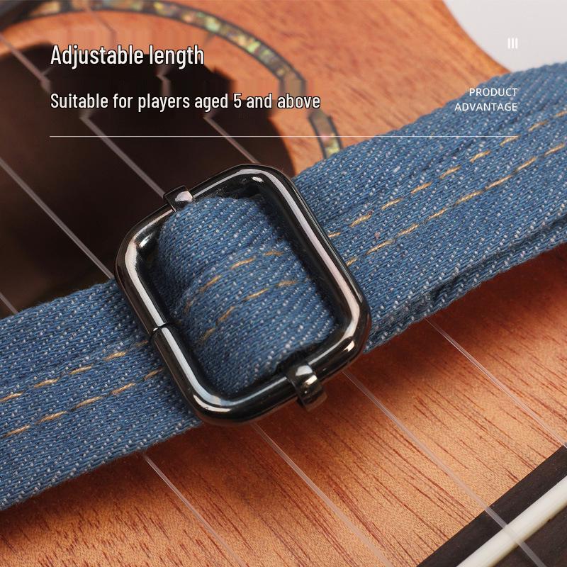 Customizable Wide Denim Ukulele Shoulder Strap for Pressure Relief