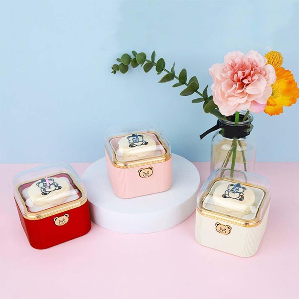 Packaging Box Cartoon Bear Flip Ring Box Romantic Cute Rotating Jewelry Box Automatic Mini Cake Gift Box Anniversary Celebration