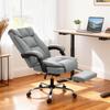 155 Degrees Reclining Faux Leather Swivel Office Chair -Grey