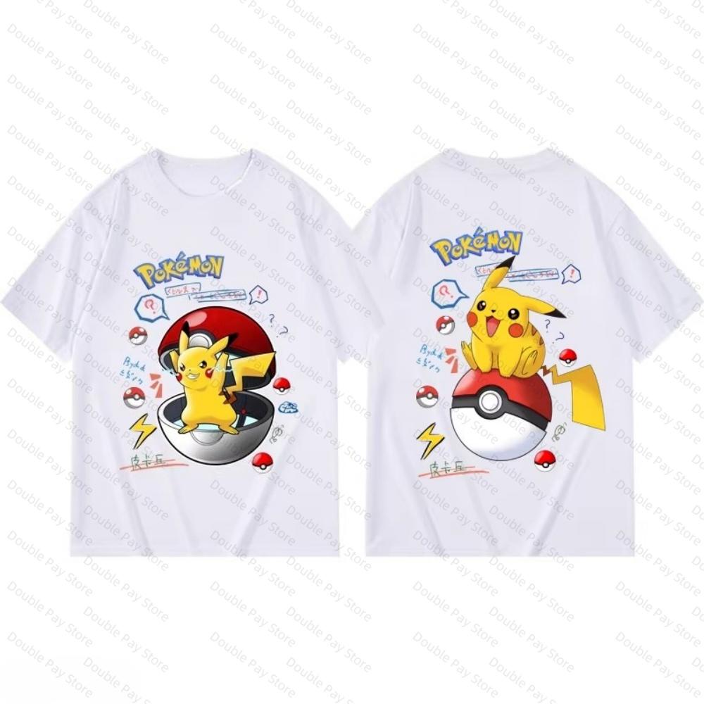 2026 Potdemiel Summer New Pikachu Print Childrens TShirt Boys and Girls Comfortable Breathable Unisexs TShirt Women tshirt S