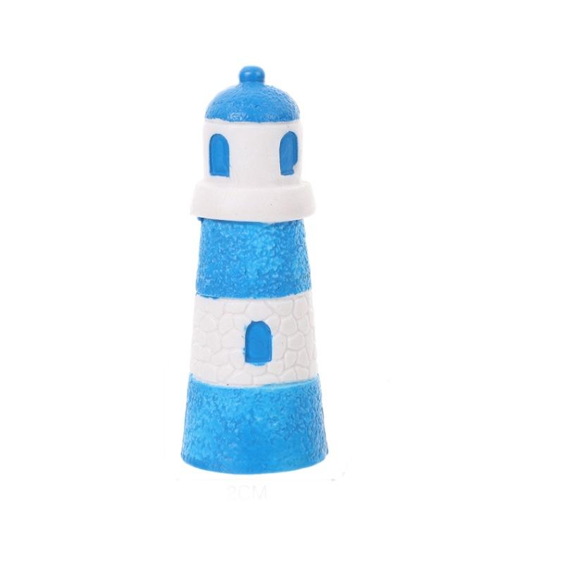 Blue Lighthouse Aquarium Decoration, Mini Beach Landscape Ornament for Fish Tank, Micro Landscape DIY Gardening Accessories