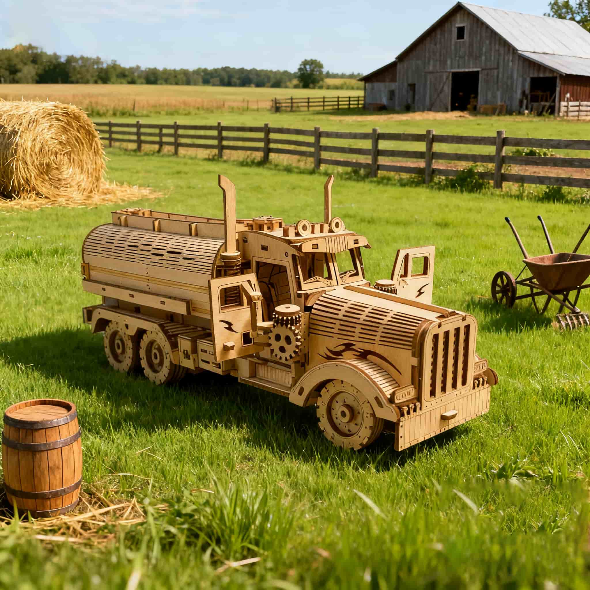 Wooden Oil Tanker Truck Puzzle DO-IT-YOURSELF Wooden 3D Truck Assembly Learning Birthday Present Christmas Present белый