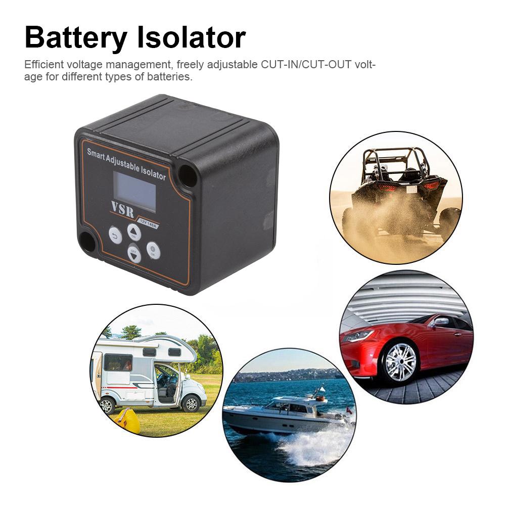 12V 140A Adjustable Dual Battery Isolator Split Charge Voltage Sensitive Relay Digital Voltage Sensitive Relay for Camper Car RV