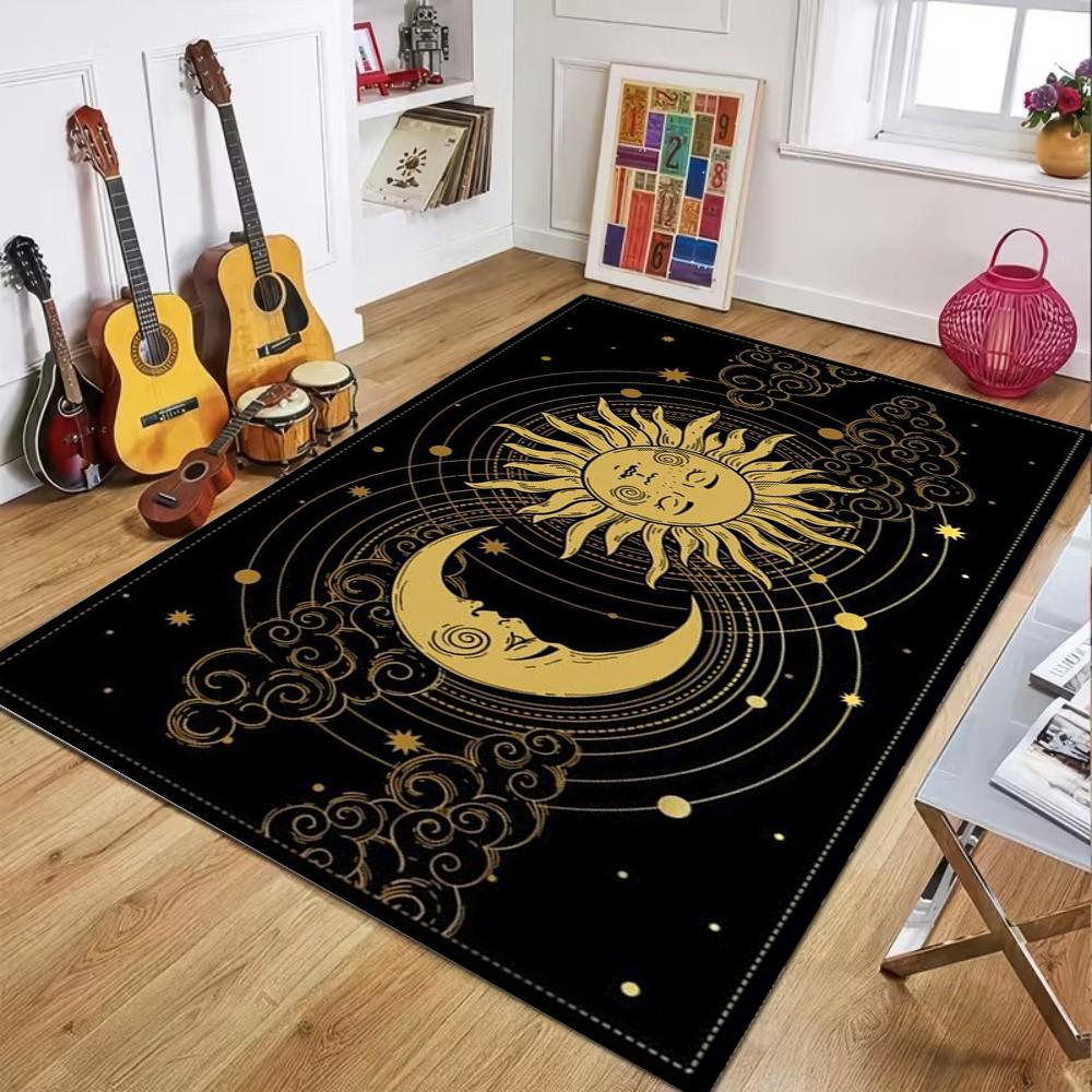 Astrological Sun Moon Pattern Area Rug Non-Slip Soft Durable Washable Floor Mat Decor Carpet for Living Room Bedroom Home Decor