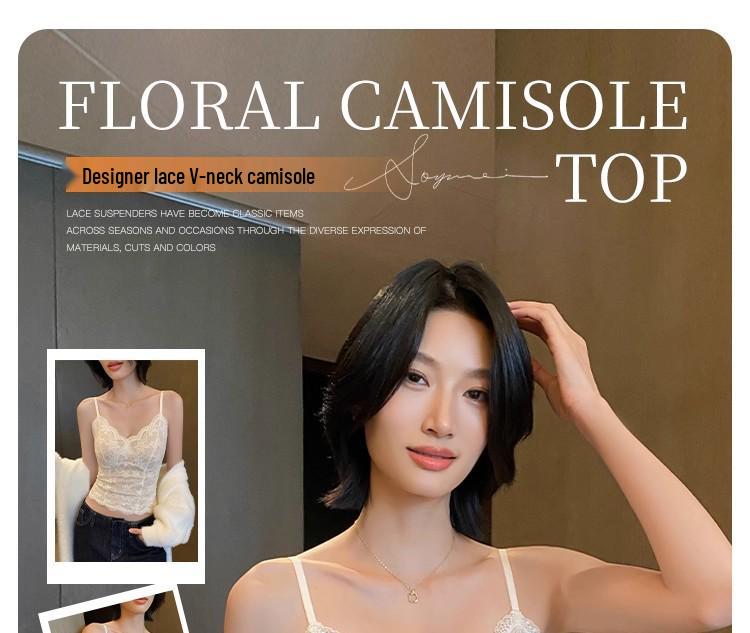 Women's Fleece-Lined Lace Camisole Vest - Warm Padded Layer for Autumn/Winter