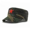 Vintage Camouflage Military Cap Red Star Embroidery Cotton Flat Top Hat Unisex Outdoor Sun Protection Hiking Travel Cap