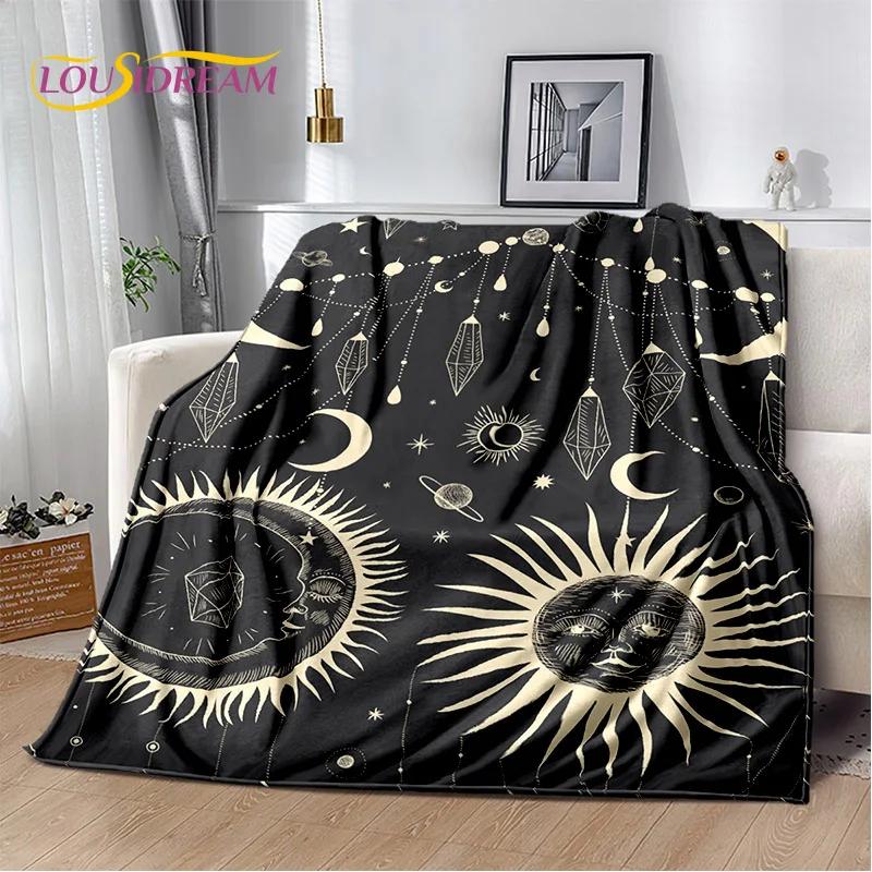 Sun Moon Mandala Magic Witchcraft Tarot Blanket,Soft Throw Blanket for Home Bedroom Bed Sofa Picnic Travel Office Cover Gift Kid