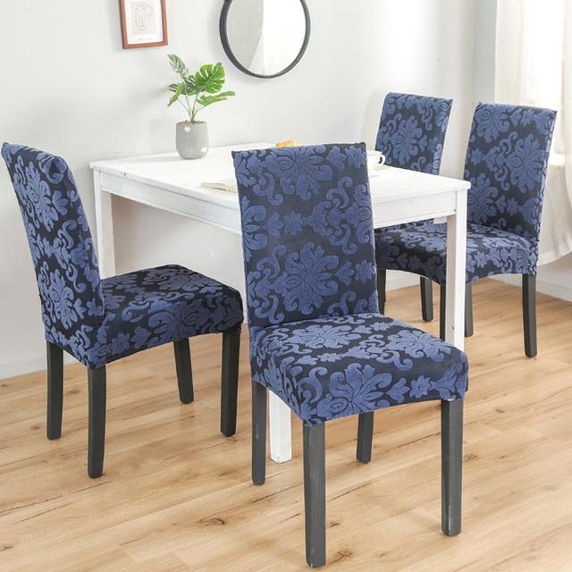 Jacquard Luxury Fabric Chair Covers Universal Size Stretch Chair Covers Elastic Cheap Seat Case For Dining Room