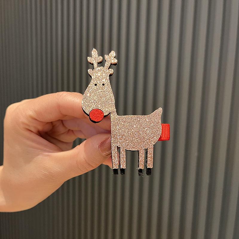 

Christmas Children s Fashion Hair Clips: Reindeer Baby Korean Headwear & Side Hairpins