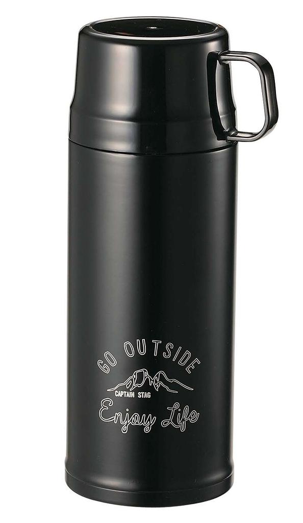 Captain Stag Sports Bottle Water Bottle Direct Drinking Cup Drinking 2WAY Double Stainless Steel Bottle Vacuum Insulated Hot Cold Keeping 600ml Black