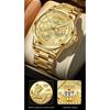Luxury Gold Engraved Watch for Men Stainless Steel Waterproof Business Quartz Wristwatch with Date, Ideal Gift for Father's Day & Anniversaries