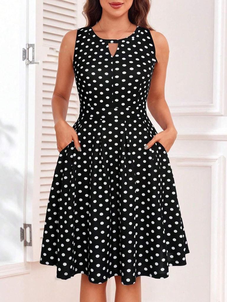 Floral Keyhole Neck Beach Dress with Hidden Zipper