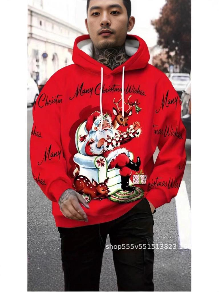 3D Digital Print Christmas Hoodie - Europe & America Style
