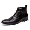 Fashion Fashion Designer Mens Side Zipper Ankle Boots  Classic Pointed Toe Male Chelsea Boots Handmade Leather High Top Shoes Business