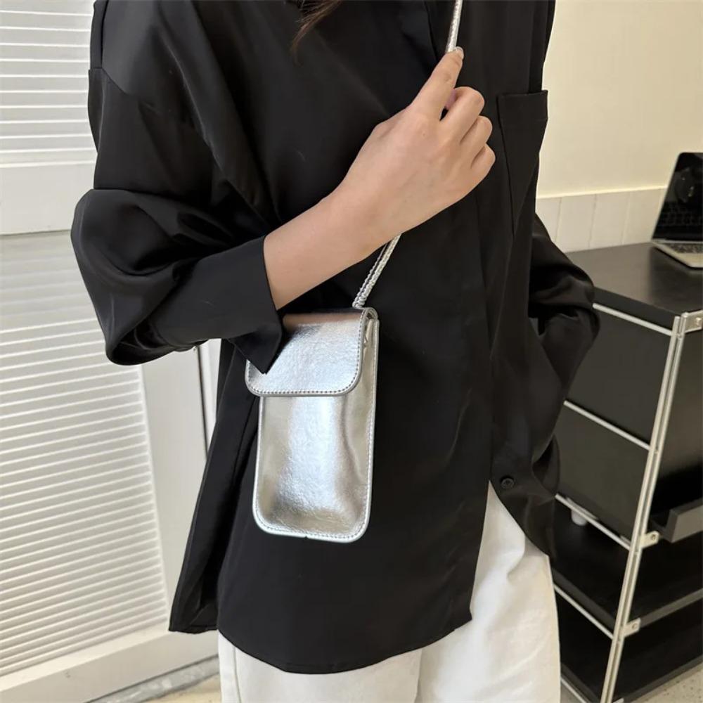 Fashion Handbag Shoulder Bag Crossbody PU Leather Messenger Bag Solid Color Cell Phone Purse Women