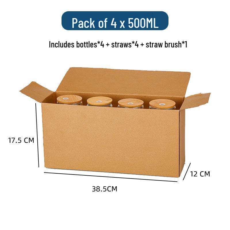 16oz High Borosilicate Glass Cola Cup with Bamboo Lid - Heat Resistant, for Cold Drinks, Juice, Milk, Tea