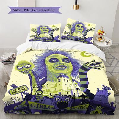 Beetle Juice Pattern Bedding Quilt Set Quilt Cover Pillowcase Home Decoration Birthday Gift (1 * Duvet Cover + 2 * Pillowcase, Without Core)
