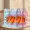 1PC Basketball Champion Circular Emblem 750ml Color Plastic Water Bottle Leakproof Flip Straw Lid For Sports Office Home Use