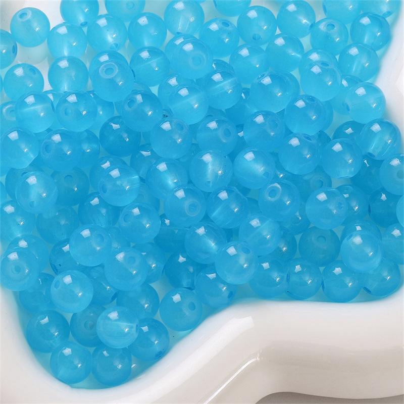 Glass Jelly Solid Color Imitation Jade Round Beads Loose Beads DIY Handmade Necklace String Beads Jewelry Accessories Beads for Jewelry Making