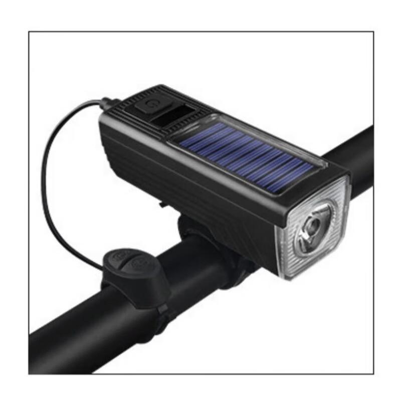 GEETHA Солнечная перезаряжаемая фара для велосипеда с сигналом