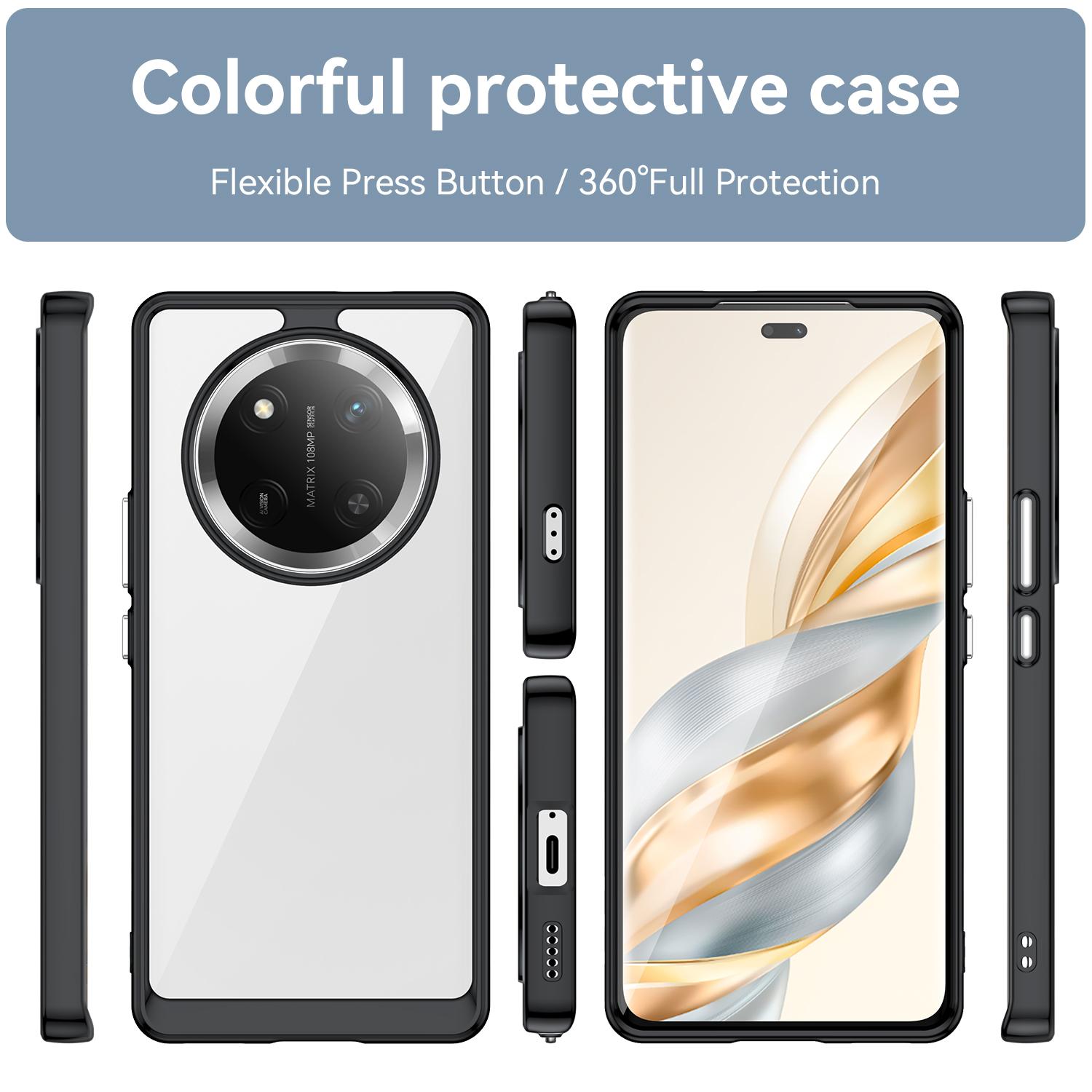 

For Honor X9c 5G/Magic7 Lite 5G/X60 Pro 5G Case TPU+Acrylic Protective Clear Phone Cover Black